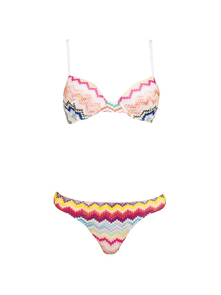 2-Piece Chevron Balconette Bikini Set