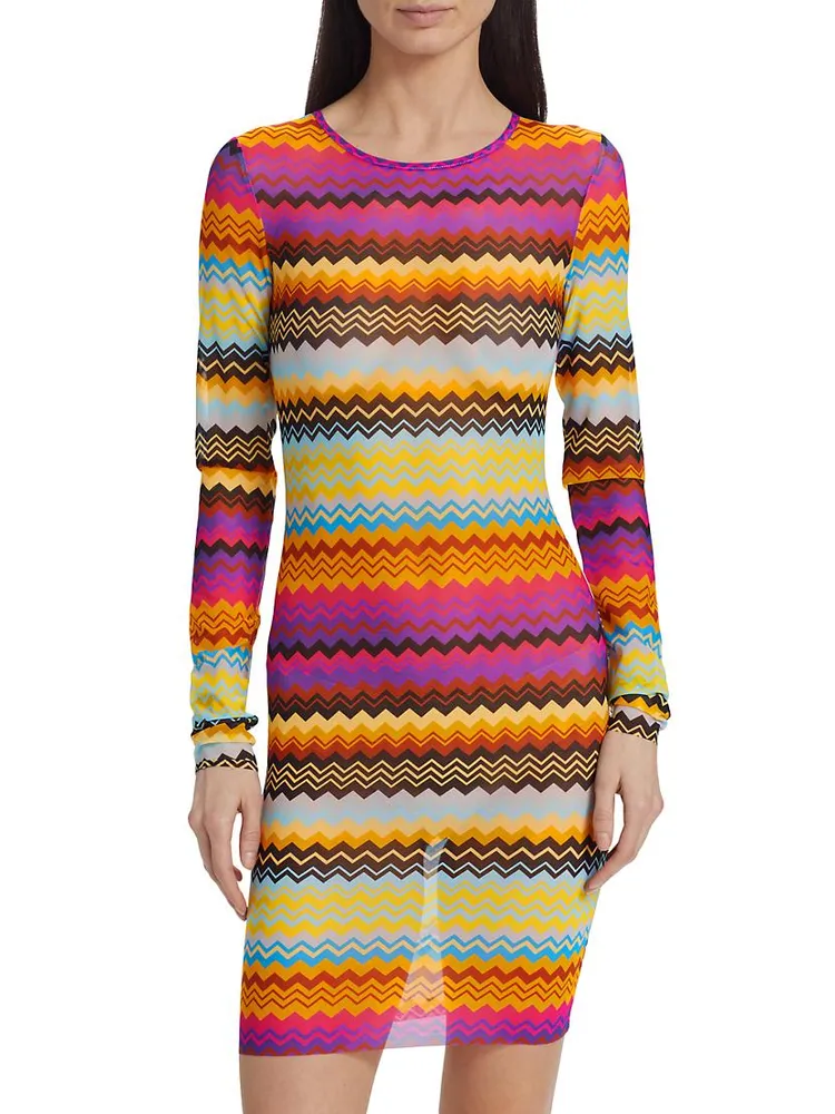 Long-Sleeve Zigzag Minidress