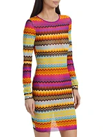 Long-Sleeve Zigzag Minidress