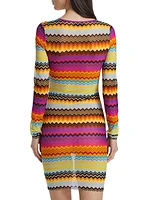 Long-Sleeve Zigzag Minidress