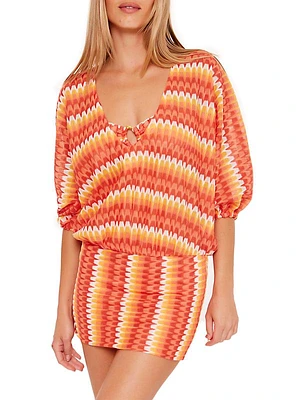 Stripe Blouson Cover-Up Tunic