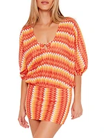 Stripe Blouson Cover-Up Tunic