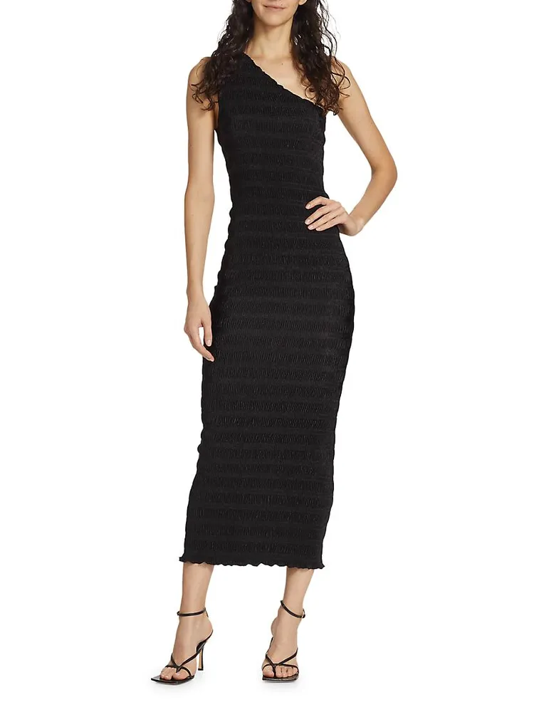 Gigi Satin One-Shoulder Midi-Dress