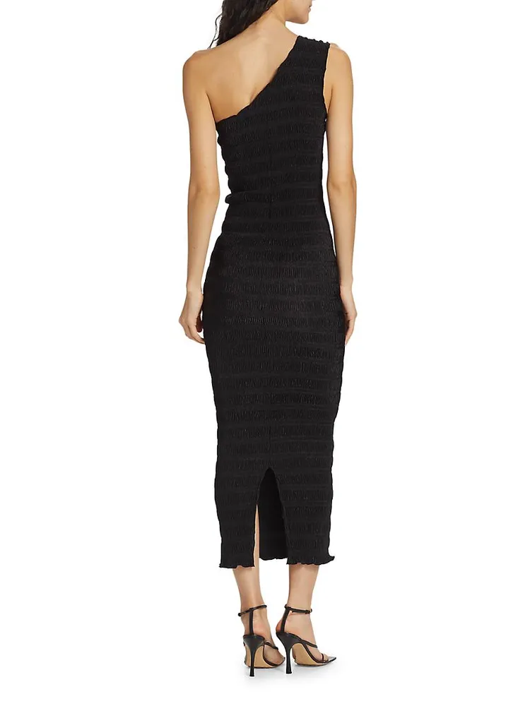 Gigi Satin One-Shoulder Midi-Dress