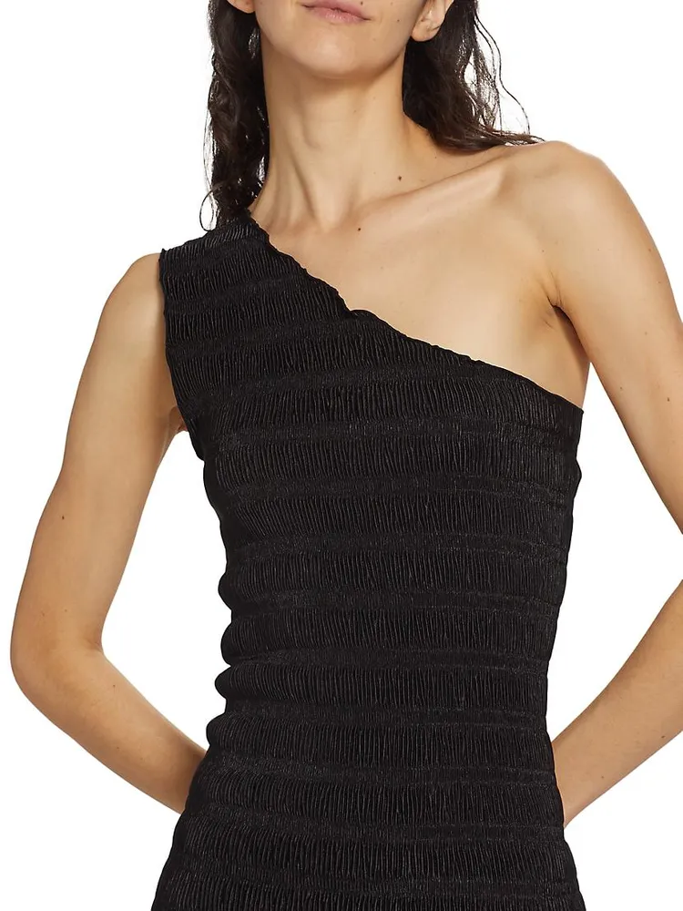 Gigi Satin One-Shoulder Midi-Dress