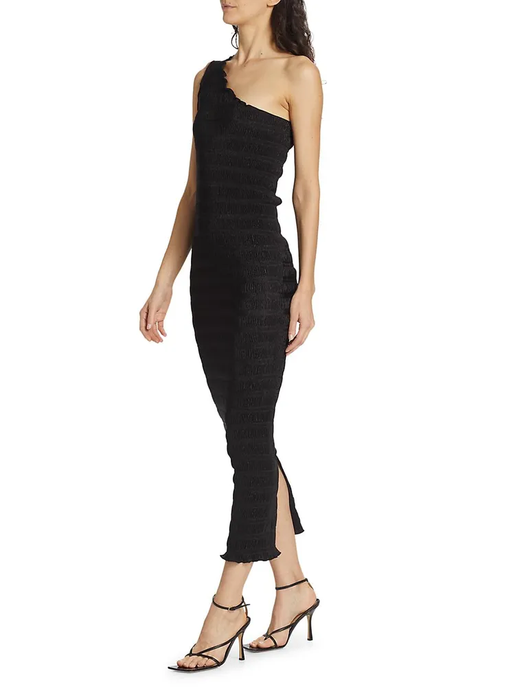 Gigi Satin One-Shoulder Midi-Dress