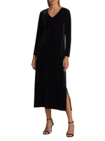 Stretch Velvet Midi-Dress