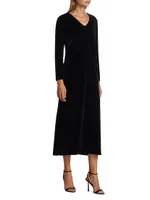 Stretch Velvet Midi-Dress