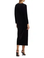 Stretch Velvet Midi-Dress