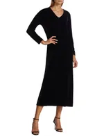 Stretch Velvet Midi-Dress