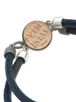 Silver, 18K Rose Gold Vermeil, & Leather Moneta Coin Leather Bracelet