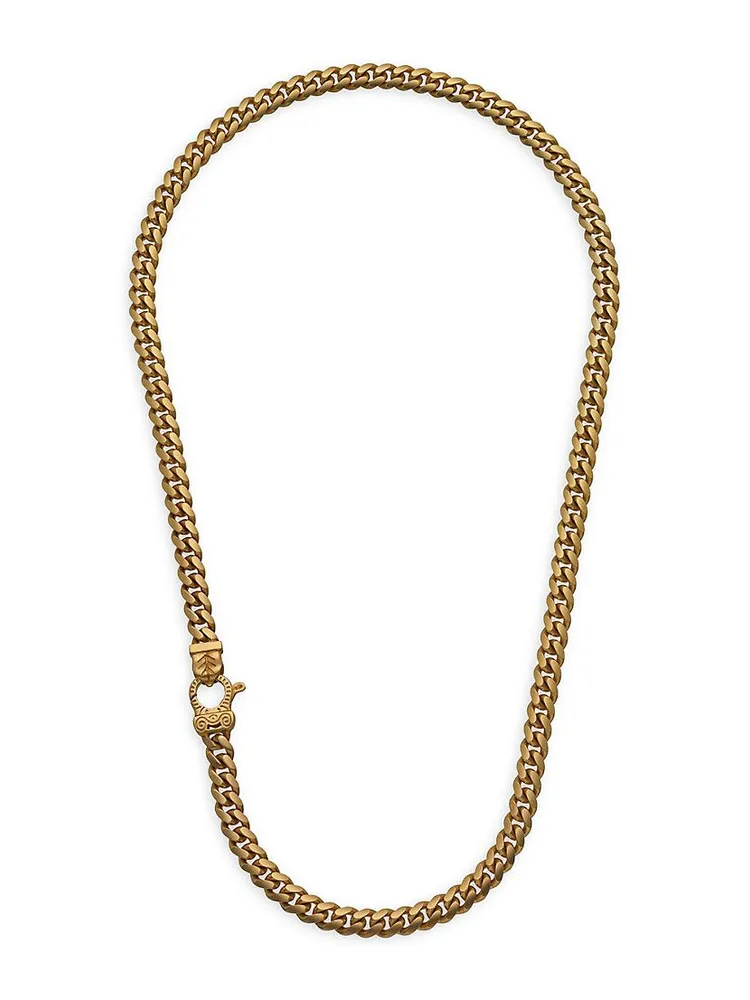 18K Gold Vermeil & Sterling Silver Flaming Tongue Cuban Link Necklace