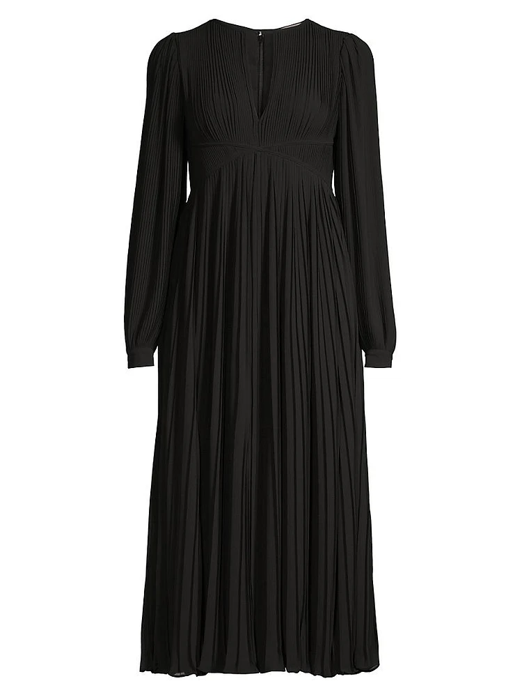 Plissé-Pleated Midi-Dress