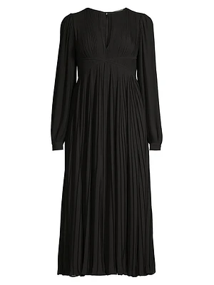 Plissé-Pleated Midi-Dress