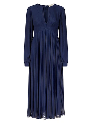 Plissé-Pleated Midi-Dress