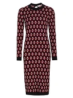 Cut-Out Jacquard Knit Dress