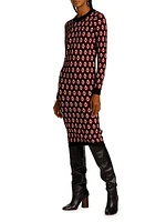 Cut-Out Jacquard Knit Dress