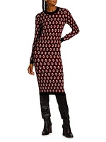 Cut-Out Jacquard Knit Dress