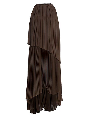 Pleated Layered Midi-Dress