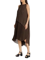 Pleated Layered Midi-Dress