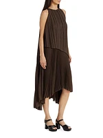 Pleated Layered Midi-Dress