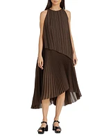 Pleated Layered Midi-Dress