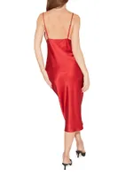 Satin Keyhole Slip Midi-Dress