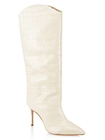 Maryana Croc-Embossed Leather Tall Boots