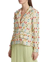 Embroidered One-Button Blazer