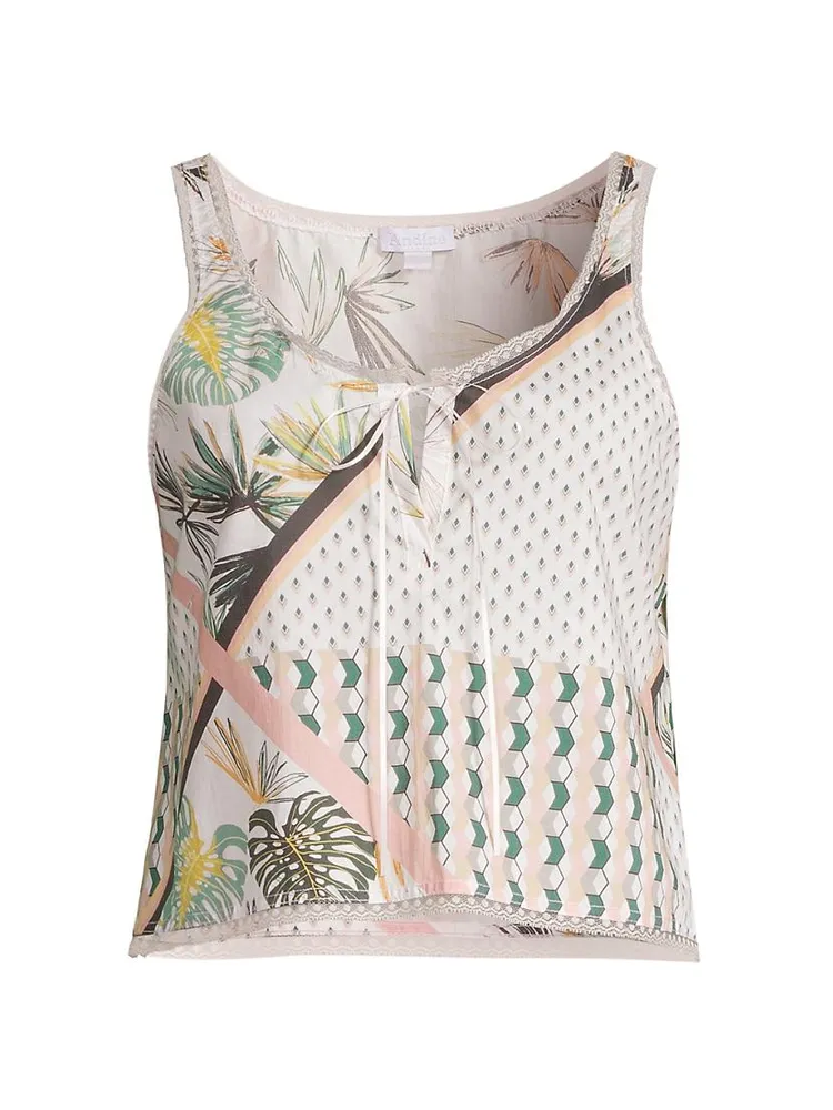 Vivi Cotton Mixed Palm Notch-Neck Tank