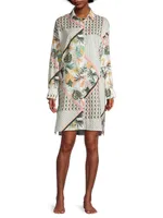 Olive Cotton Mixed Palm Shirtdress