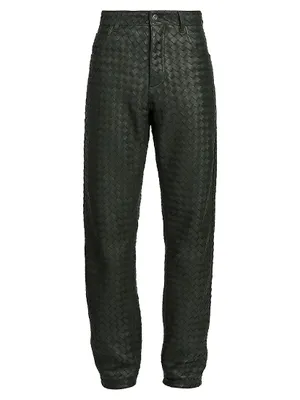 Intrecciato Leather Pants