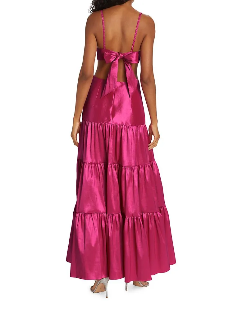 La Julieta Tiered Taffeta Maxi Dress