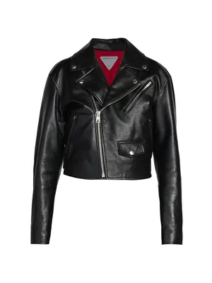 Cropped Leather Moto Jacket