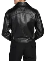 Cropped Leather Moto Jacket