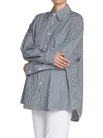 Oversized Striped Poplin Shirt