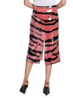 Sequin-Embroidered Tiger-Print Skirt