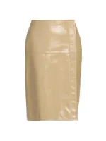 Coated Leather Wrap Skirt