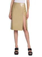 Coated Leather Wrap Skirt