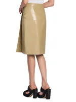 Coated Leather Wrap Skirt