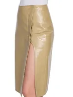 Coated Leather Wrap Skirt