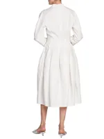 Flared Long-Sleeve Midi-Dress