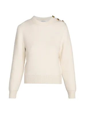 Knotted Button Crewneck Sweater