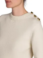 Knotted Button Crewneck Sweater