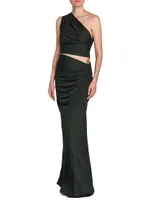 Knotted One-Shoulder Gown