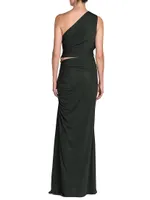 Knotted One-Shoulder Gown