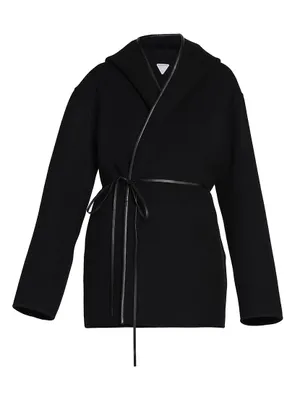 Hooded Wool & Cashmere Wrap Coat