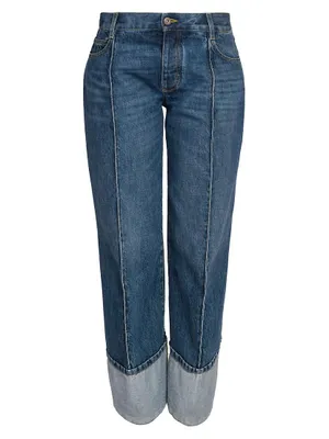 Pleated Rolled-Cuff Jeans