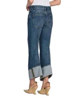 Pleated Rolled-Cuff Jeans