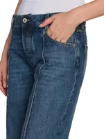 Pleated Rolled-Cuff Jeans